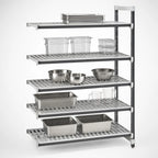 Thumbnail image #3 for Cambro Camshelving® Elements EXA186084V5480 Stationary Add-On Polymer Shelving Unit, 18 x 60 x 84 in, 5-Tier, Vented, Speckled Gray