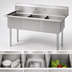 Thumbnail image #3 for Turbo Air 3-Compartment Stainless Steel Floor Sink with 11-Inch Backsplash, 60-Inch Wide, 18 x 18 x 14-Inch Bowls
