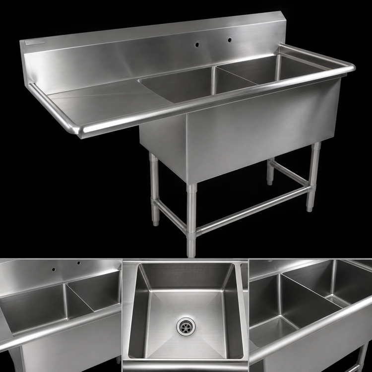 Product image #3 for John Boos Pro-Bowl 2-Compartment Stainless Steel Sink with Left Drainboard, 30 x 24 x 12 Inch Bowls