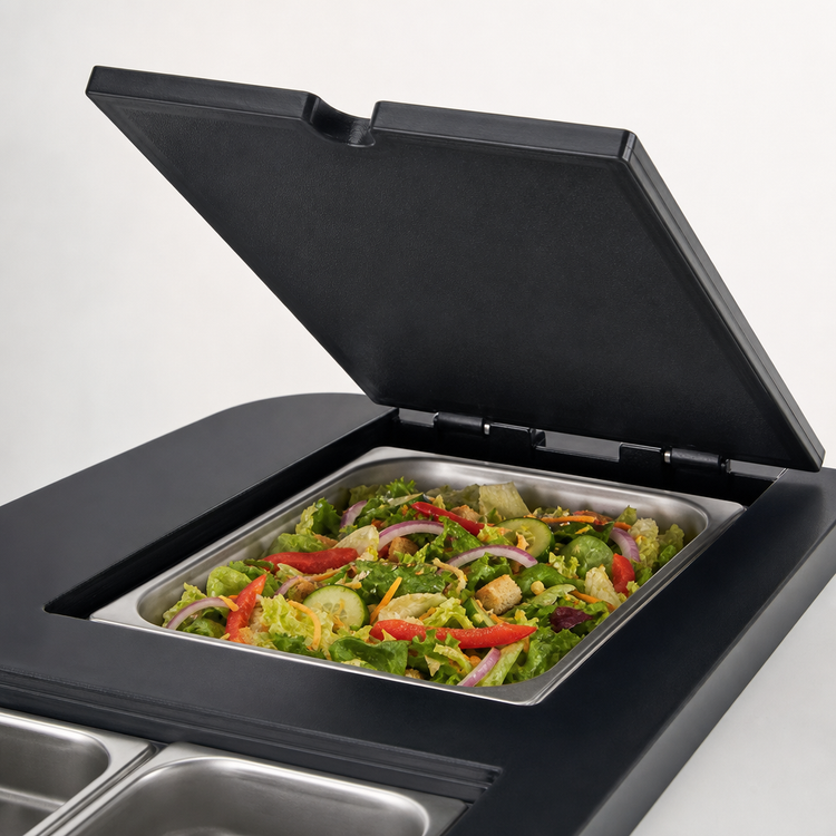 Product image #4 for Cambro Versa Food Bar Hinged Well Cover, Black