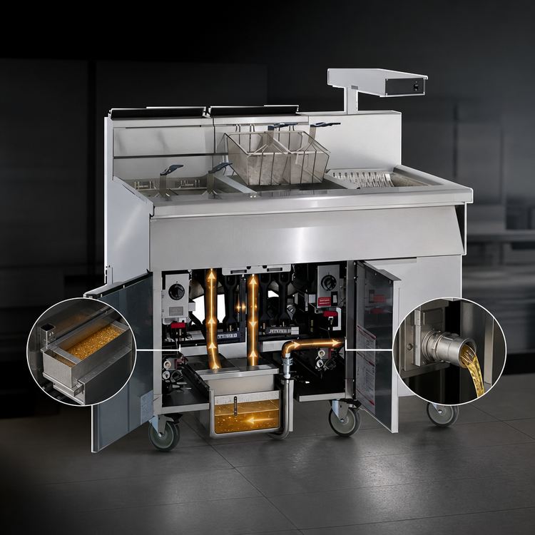 Product image #3 for Imperial IFSCB150 50 lb Gas Floor Model Side Car Fryer/Filter System with Drain Station