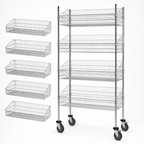 Thumbnail image #3 for Quantum WRC74-BSK2448C-5 Post Basket Food Cart, 48"W x 24"D x 80"H, 1200 lb. Capacity, 5 Baskets, Chrome Plated