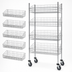 Thumbnail image #3 for Quantum Post Basket Food Cart with 5 Baskets, 48-Inch x 24-Inch x 80-Inch, Chrome Plated Finish