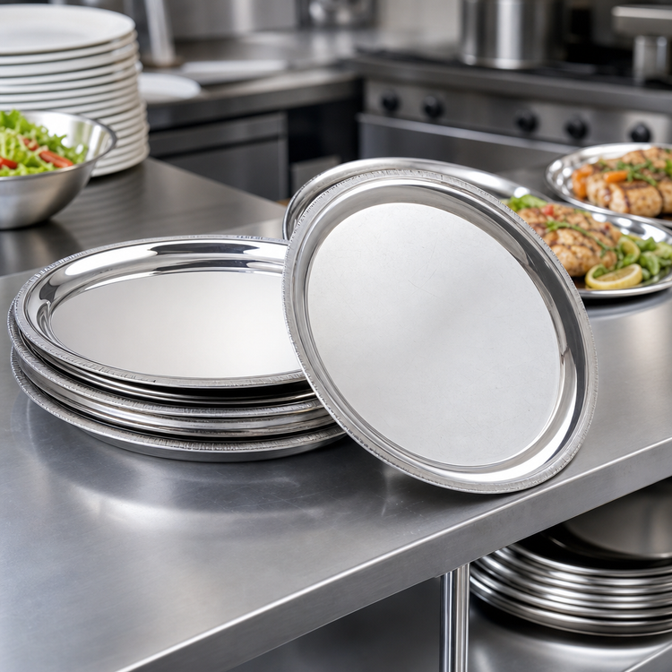 Product image #3 for Royal Touch 14-Inch Round Heavy-Duty Stainless Steel Serving Tray
