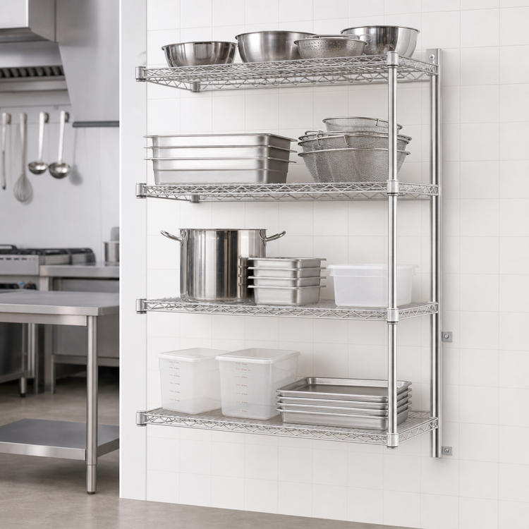 Product image #3 for Eagle Group 4-Tier Wire Add-On Shelving Unit, 42"W x 21"D x 63"H, Stainless Steel