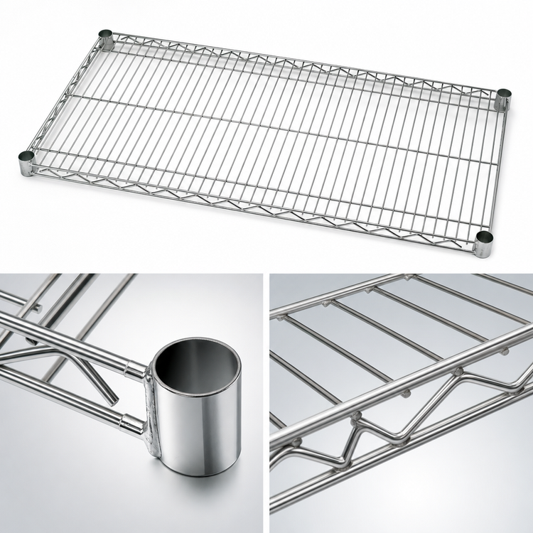 Product image #3 for Quantum 72" W x 21" D 304 Stainless Steel Wire Shelf, 600-800 lb. Capacity
