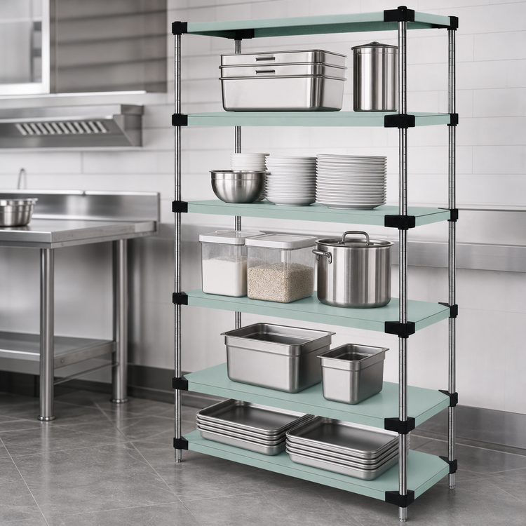 Product image #3 for Quantum 30" W x 24" D x 63" H Solid Stainless Steel Shelving Starter Kit, 5 Shelves