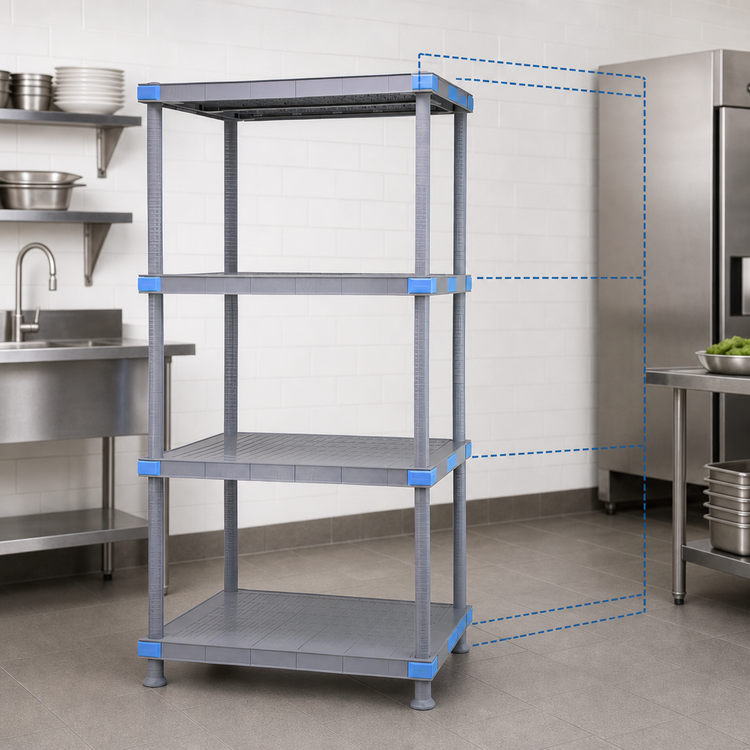 Product image #3 for Millenia 30-Inch W x 21-Inch D x 74-Inch H Stationary Starter Polymer Shelving Unit with 4 Solid Shelves