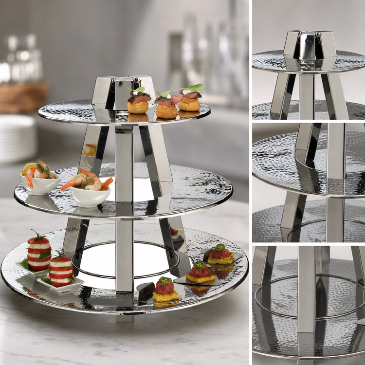 Product image #3 for American Metalcraft Ascent 3-Tier Round Buffet Display Stand