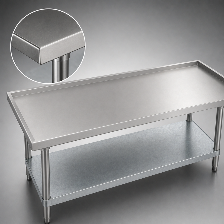 Product image #3 for Advance Tabco 36" x 30" Equipment Stand with 14-Gauge 304 Stainless Steel Top and Galvanized Undershelf