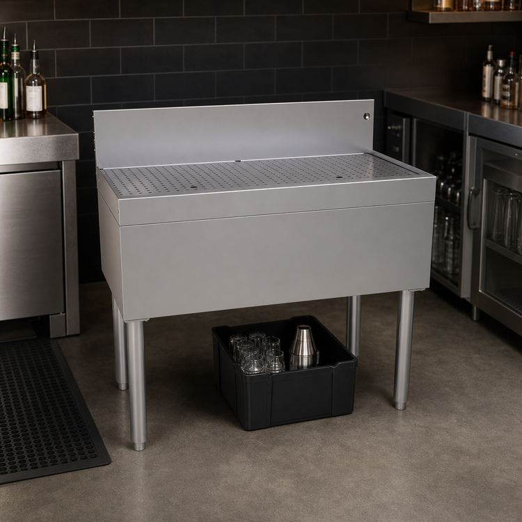 Product image #3 for Glastender DBA-36 Freestanding Stainless Steel Underbar Drainboard with Removable Perforated Insert