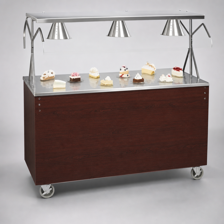 Product image #3 for Vollrath 2-Series Affordable Portable 46-Inch Cafeteria Utility Station with Open Storage Base and Breath Guard, Cherry Woodgrain