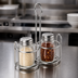 Thumbnail image #3 for American Metalcraft Mini Stainless Steel Shaker Caddy Rack with 2 Compartments