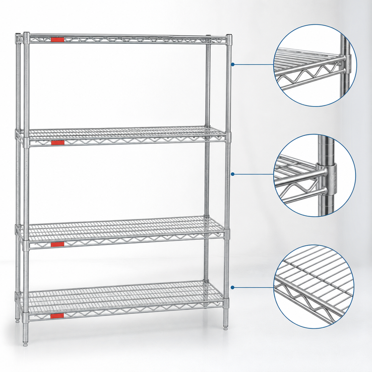 Product image #3 for Eagle Group Valu-Gard 4-Tier Stationary Starter Wire Shelving Unit, 60"W x 18"D x 74"H