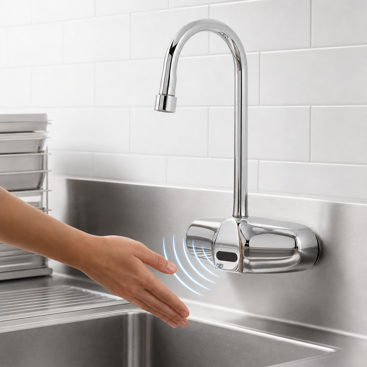 Product image #3 for Perlick Top Shelf 944GN Electronic Touchless Wall-Mount Gooseneck Faucet, 4-Inch Centers, 2.2 GPM