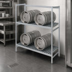 Thumbnail image #3 for Fermod 2R38B57 4-Keg 2-Shelf Aluminum Keg Rack, 38"W x 18"D x 57"H
