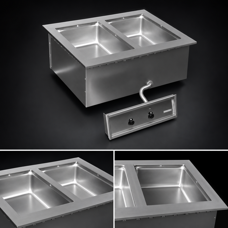 Product image #3 for Eagle Group Two-Well Electric Drop-In Hot Food Well, Wet/Dry, Without Drain, 240V