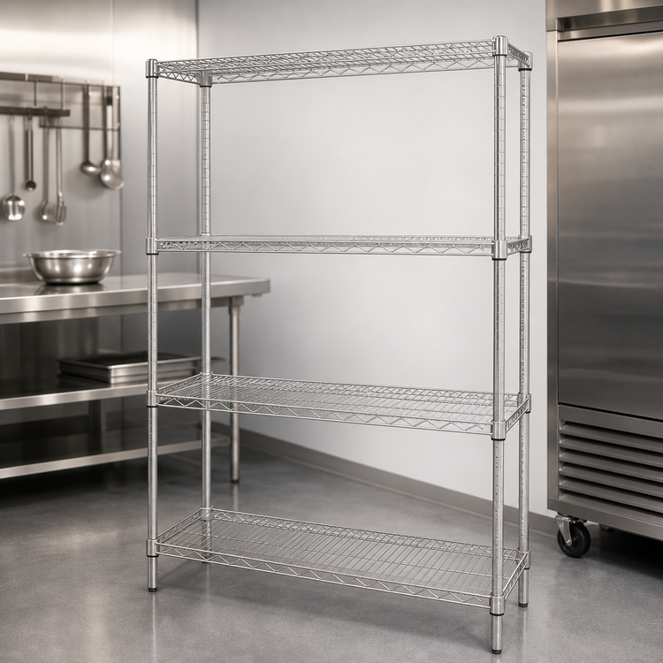 Product image #3 for Quantum 48"W x 30"D x 86"H 4-Shelf Wire Shelving Starter Kit, 304 Stainless Steel