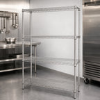 Thumbnail image #3 for Quantum WR86-3048S 48"W x 30"D x 86"H 4-Shelf Wire Shelving Starter Kit, Stationary, 304 Stainless Steel