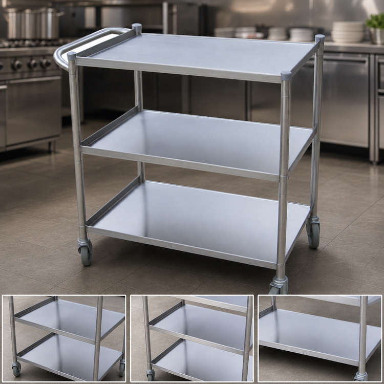 Product image #3 for Turbo Air Economy 18 x 28 Inch 3-Shelf Stainless Steel Utility Bus Cart