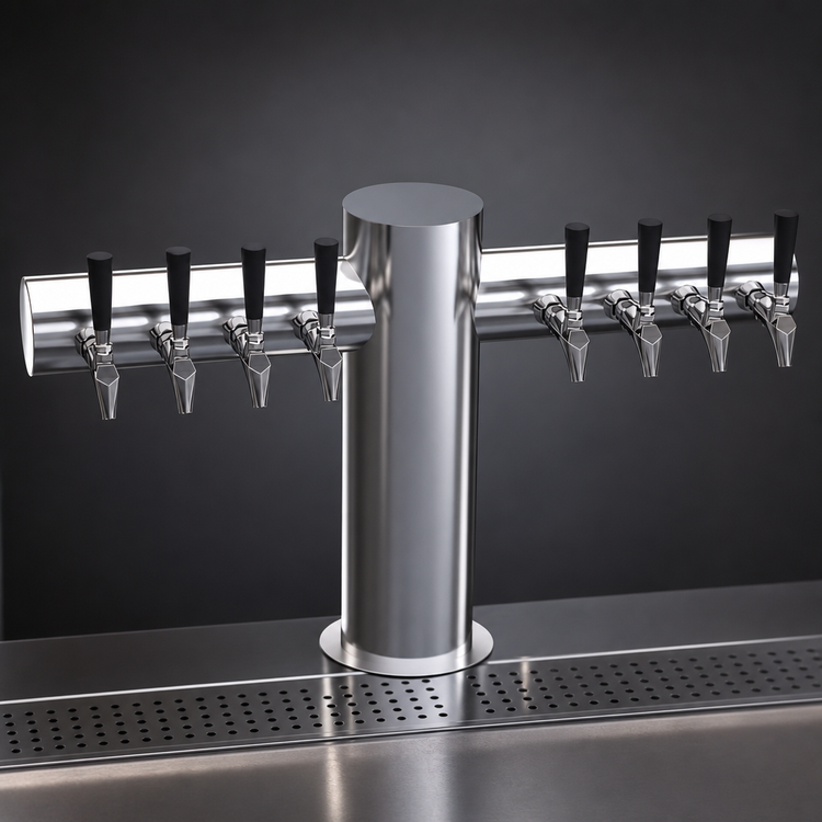 Product image #3 for Krowne Max-T Style Single-Column 8-Faucet Glycol-Cooled Draft Beer Tower