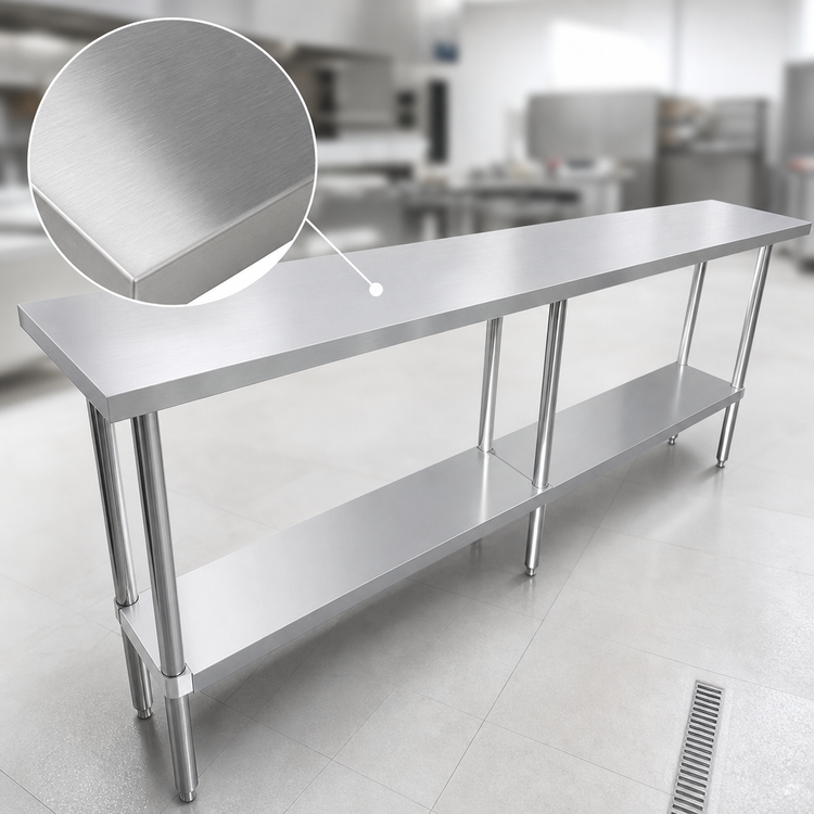 Product image #3 for Sapphire 84-Inch Stainless Steel Flat Top Worktable with Undershelf