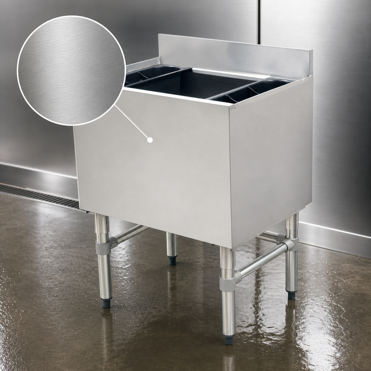Product image #3 for Omcan 24-Inch Floor Model No Cold Plate Insulated Stainless Steel Bar Ice Bin with Bottle Holder