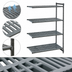 Thumbnail image #3 for Cambro Camshelving Basics Plus 4-Tier 21 x 48 x 64 Inch Vented Polymer Add-On Shelving Unit, Brushed Graphite