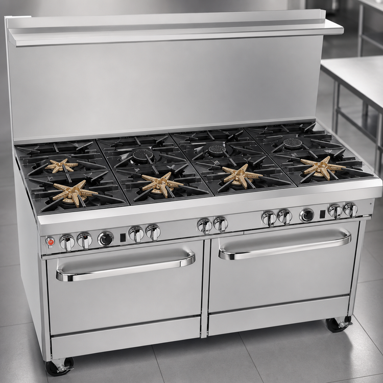 Product image #3 for Ultimate 60-Inch Gas Restaurant Range with 9 Open Burners and 2 Convection Ovens