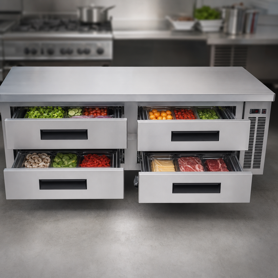 Four Refrigerated Pull-Out Drawers