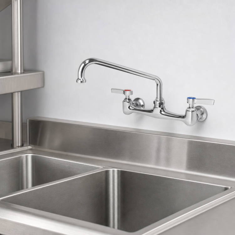 Product image #3 for Serv-Ware Commercial Wall Mount Faucet with 8-Inch Centers and 16-Inch Swing/Swivel Spout