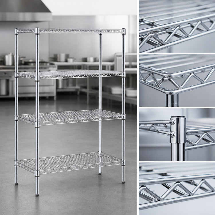 Product image #3 for Eagle Group 4-Tier Starter Wire Shelving Unit, 36 x 24 x 63 Inches, Chrome-Plated