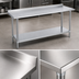 Thumbnail image #3 for Duke Deluxe Series Stainless Steel Work Table with 1-1/8-Inch Straight Riser, 144 x 30 Inch, Galvanized Undershelf