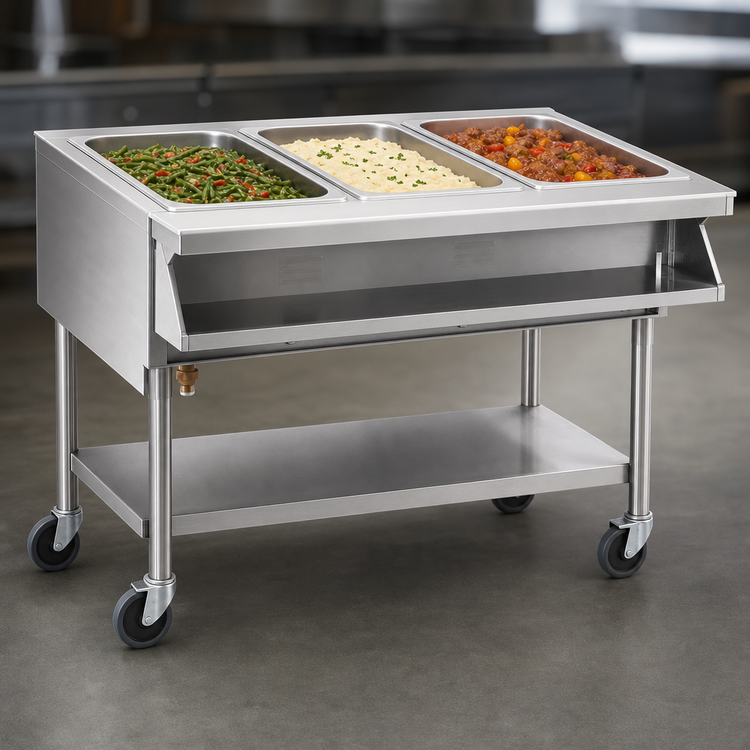 Product image #3 for Eagle Group Portable Sealed Well Electric Hot Food Table, Open Base, 3 Sealed Wells, 50-1/2 Inch Wide