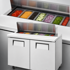 Thumbnail image #3 for True Mfg. - General Foodservice TSSU-48-08-HC 48-Inch Refrigerated Two-Door Sandwich/Salad Prep Table with 8-Pan Top