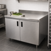Thumbnail image #3 for Advance Tabco 84-Inch x 24-Inch Enclosed Work Table with Cabinet Base, Hinged Doors, 14-Gauge 304 Stainless Steel Top, and 5-Inch Backsplash