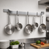 Thumbnail image #3 for Eagle Group 60-Inch Wall-Mount Stainless Steel Single-Bar Pot Rack with 5 Double-Prong Hooks