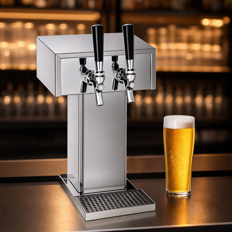 Product image #3 for Perlick Countertop Glycol-Cooled Tee Draft Beer Tower, 2 Faucets, Polished Chrome