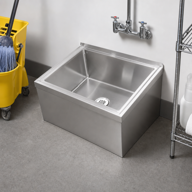 Product image #3 for John Boos Floor Mounted 16/300 Stainless Steel Mop Sink with 28 x 20 x 12 Inch Compartment