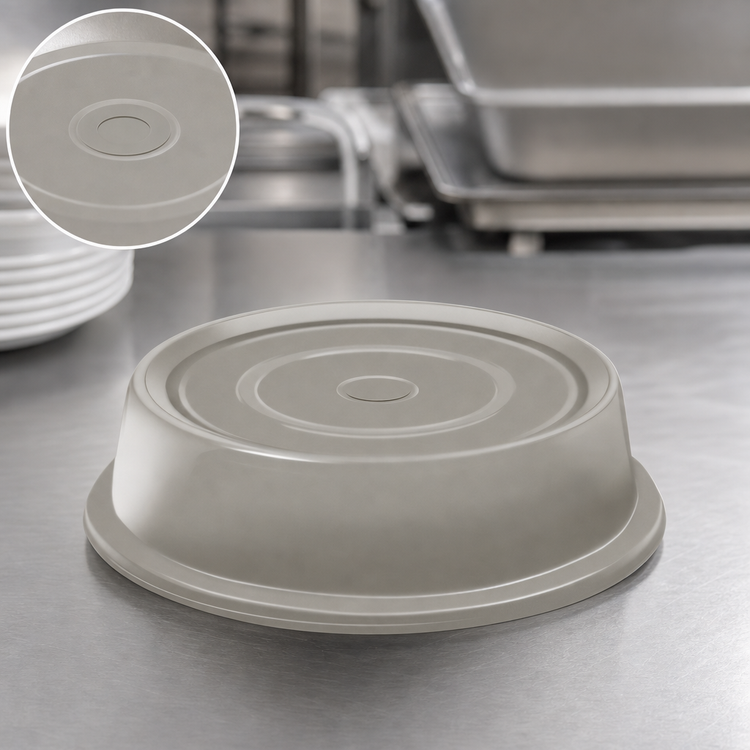 Product image #4 for Cambro Versa Camcover Round Fiberglass Plate Cover, Unvented, 10-5/16" Inside Diameter, Granite Gray