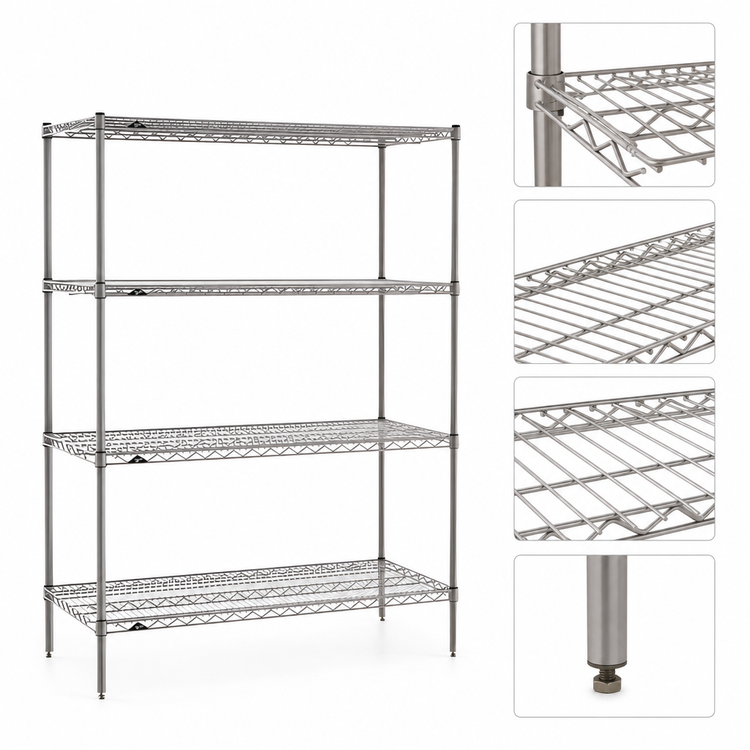 Product image #3 for Super Erecta 48"W x 18"D x 63"H 4-Shelf Stationary Wire Shelving Starter Unit