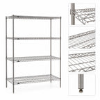 Thumbnail image #3 for Metro Super Erecta SE-184863K4-S-4 48"W x 18"D x 63"H Gray Epoxy-Coated 4-Shelf Stationary Wire Shelving Starter Unit
