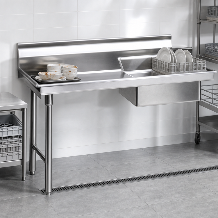 Product image #3 for Eagle Group 60-Inch Straight Soiled Dishtable with Left-to-Right Operation and 20 x 20 x 5 Sink