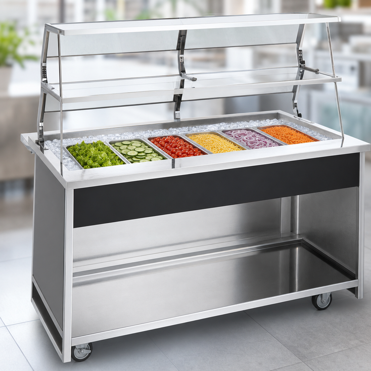 Product image #3 for Atlas Metal BLC-6 Mobile Iced Cold Food Serving Counter, 6-Pan Size