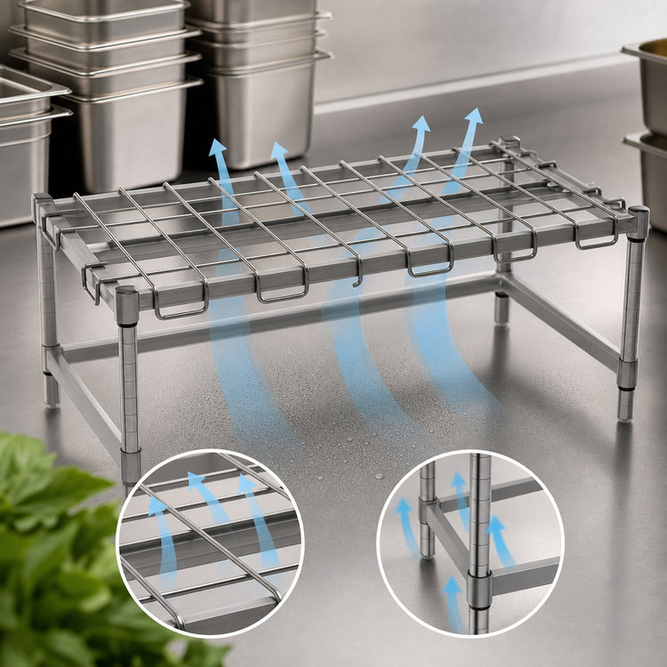 Product image #3 for Eagle Group Stainless Steel Wire Dunnage Rack, 48 x 18 x 14 Inches, 1,300 lb Capacity