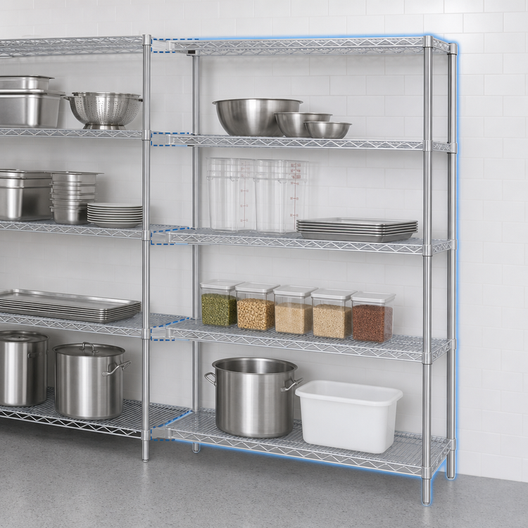 Product image #3 for Eagle Group 4-Tier Add-On QuadTruss Wire Shelving Unit, Chrome-Plated, 60" W x 24" D x 63" H
