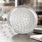 Thumbnail image #3 for Winco 14-Inch Round Swirl Service Tray, Stainless Steel, Polished Finish