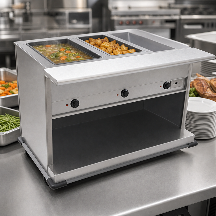 Product image #3 for Spec-Master PHT2CB-208 Portable Electric 2-Well Hot Food Table with Enclosed Base