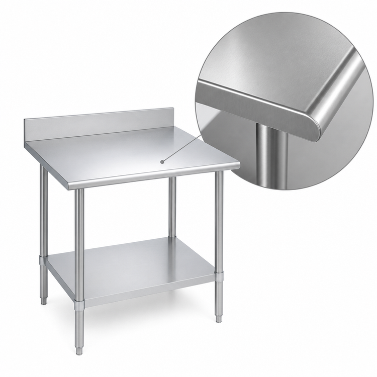 Product image #3 for Duke 30" x 30" 14-Gauge 300 Series Stainless Steel Work Table with 5" Riser and Galvanized Undershelf