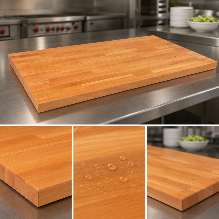 Product image #3 for Boos Block American Cherry Edge Grain Kitchen Countertop with Full-Length Rails, 60 x 25 x 1-1/2 Inch, Varnique Finish